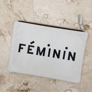 Clare V. White Leather Masculin Feminin Clutch